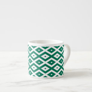 Forest green and white diamond pattern espresso cup
