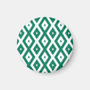 Forest green and white diamond pattern magnet