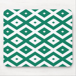 Forest green and white diamond pattern mouse mat