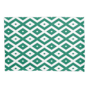 Forest green and white diamond pattern pillowcase