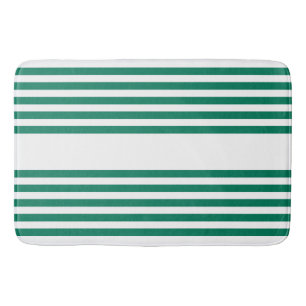 Forest green and white five stripe pattern bath mat