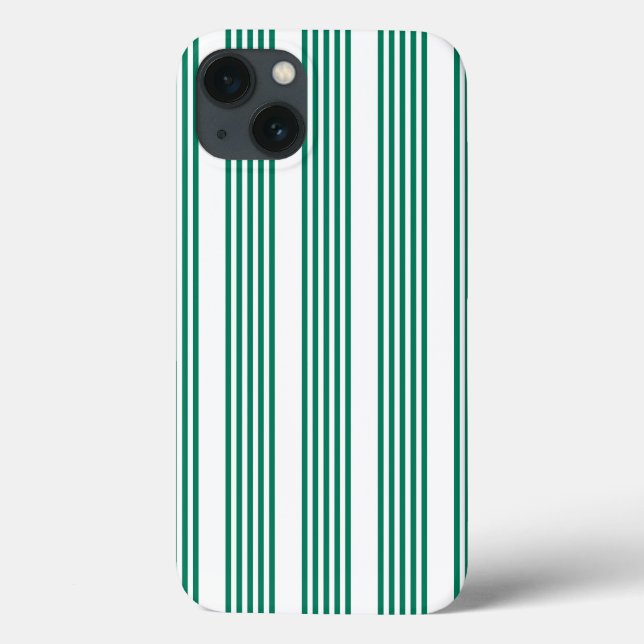 Forest green and white five stripe pattern Case-Mate iPhone case (Back)