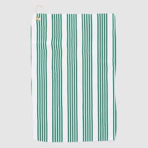 Forest green and white five stripe pattern golf towel
