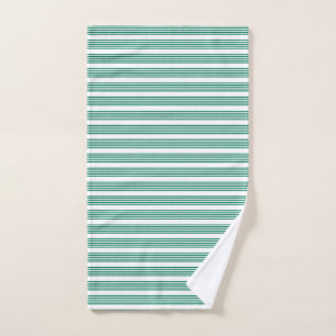 Forest green and white five stripe pattern hand towel
