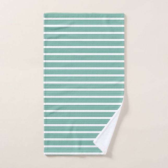 Forest green and white five stripe pattern hand towel (Hand Towel)