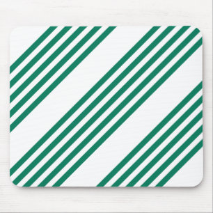 Forest green and white five stripe pattern mouse mat