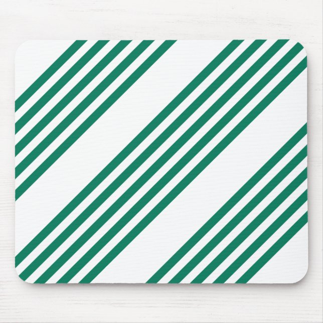 Forest green and white five stripe pattern mouse mat (Front)