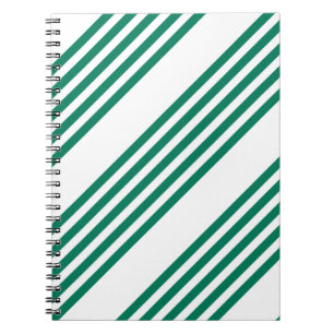 Forest green and white five stripe pattern notebook