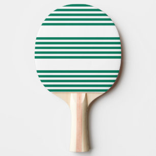 Forest green and white five stripe pattern ping pong paddle