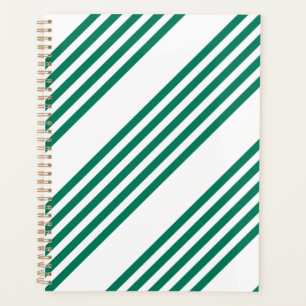 Forest green and white five stripe pattern planner