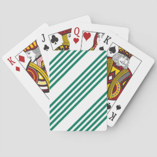 Forest green and white five stripe pattern playing cards