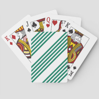 Forest green and white five stripe pattern playing cards
