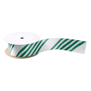 Forest green and white five stripe pattern satin ribbon