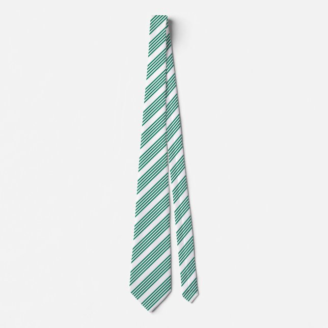 Forest green and white five stripe pattern tie (Front)