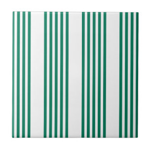 Forest green and white five stripe pattern tile