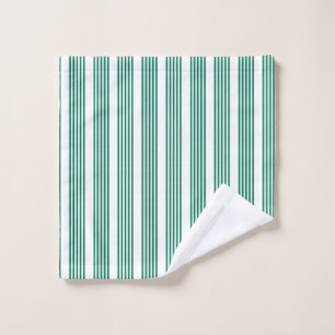 Forest green and white five stripe pattern wash cloth