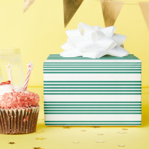 Forest green and white five stripe pattern wrapping paper