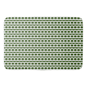 Forest Green  and white Modern bubble Waves Bath Mat