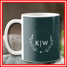 Forest Green and White | Modern Initials Monogram