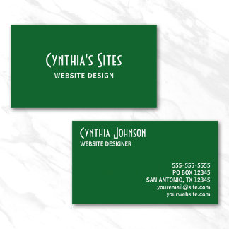 Forest Green and White Retro Bold Business Card