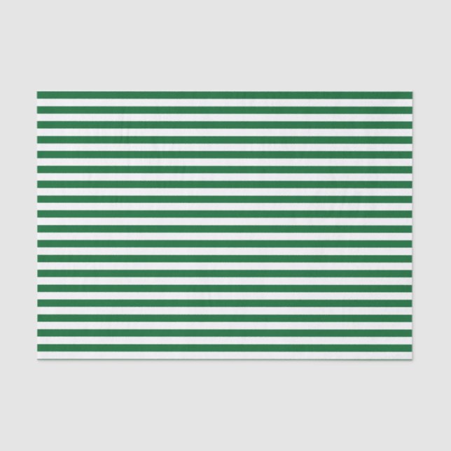 Forest Green and White Stripes Tissue Paper (Front)