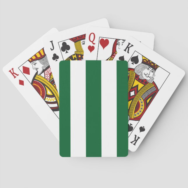 Forest Green and White XL Stripes Pattern Playing Cards (Back)