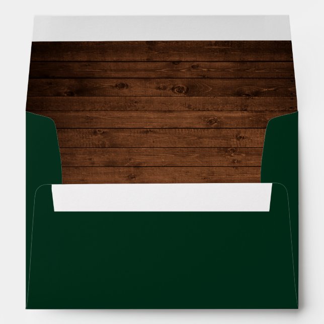 Forest Green and Wood Wedding Envelope (Back (Bottom))