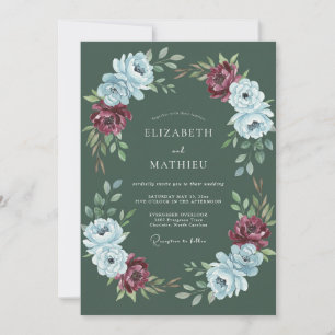 Forest Green Artistic Botanical Wedding Invitation