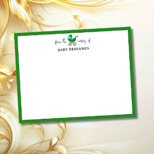 Forest Green Baby Carriage Nursery Note Card