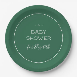 Forest Green Baby Shower Paper Plate
