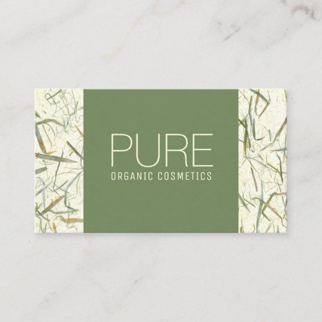 Forest Green Beige Organic Cosmetics Business Card (Front)