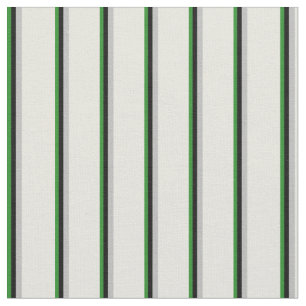 Forest Green, Black, Grey & Beige Lined Pattern Fabric