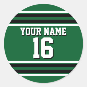 Forest Green Black Team Jersey Custom Number Name Classic Round Sticker