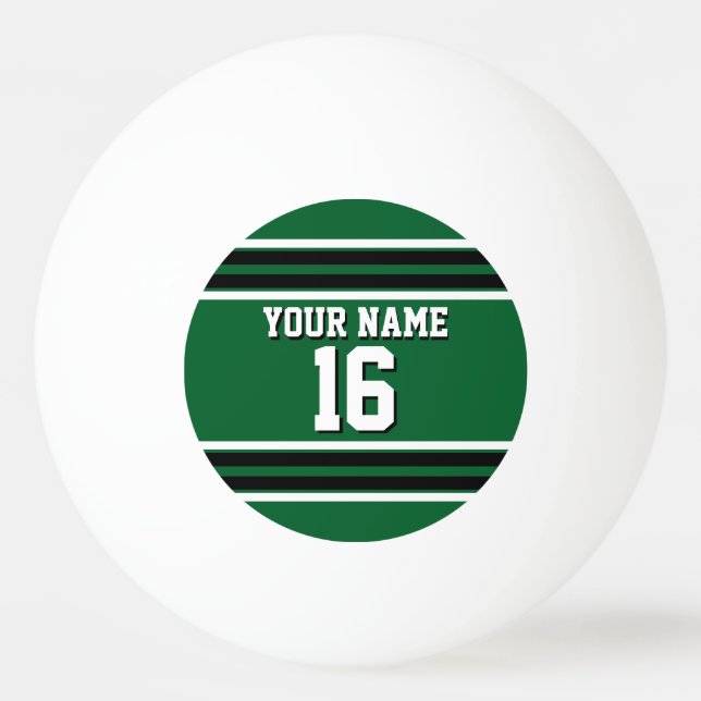 Forest Green Black Team Jersey Custom Number Name Ping Pong Ball (Front)