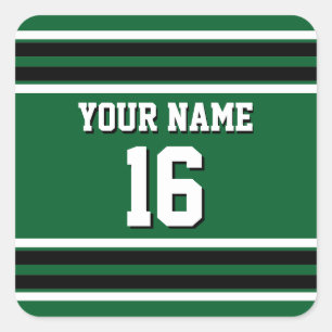 Forest Green Black Team Jersey Custom Number Name Square Sticker
