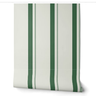 Forest Green Bold French Mattress Ticking Wallpaper