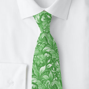 Forest Green Botanical Batik Tie