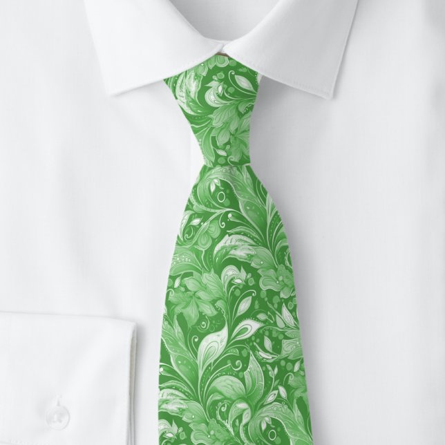 Forest Green Botanical Batik Tie (Creator Uploaded)