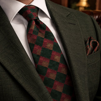 Forest Green Burgundy Heritage Argyle Tie