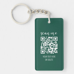 Forest Green Business Logo QR Code Scan Me Key Ring