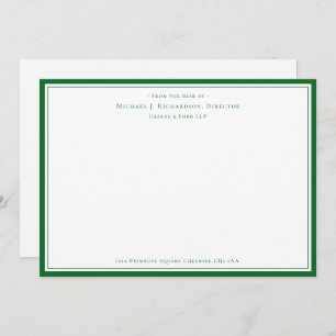 Forest Green Business Monogram From The Desk of N Card