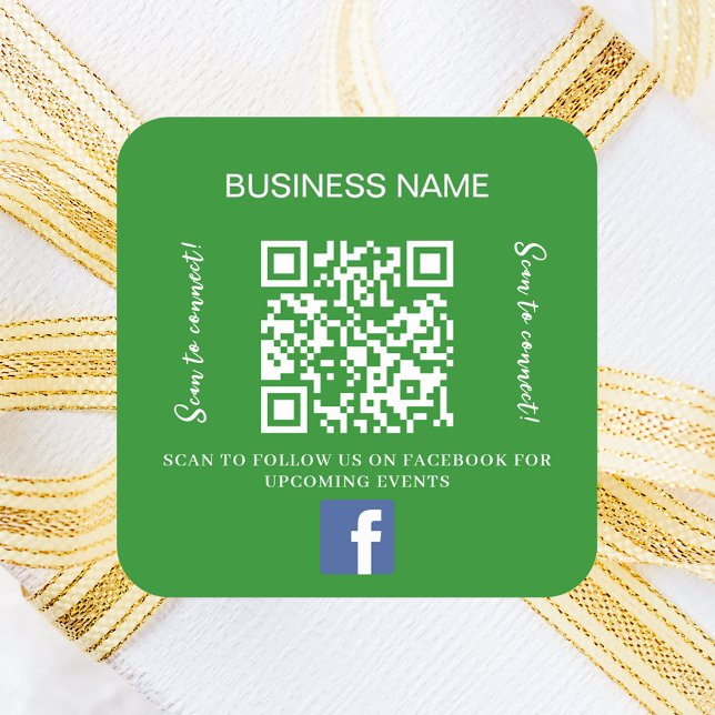 Forest green business name qr code Facebook Square Sticker (Creator Uploaded)