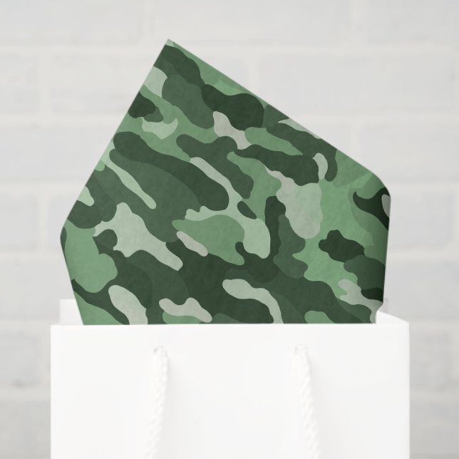 Forest Green Camouflage Tissue Paper (Gift Bag)