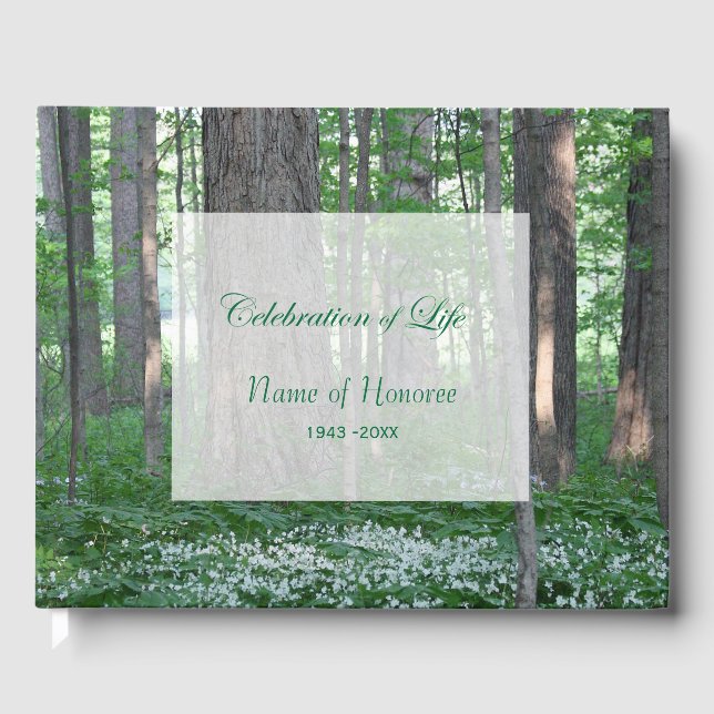 Forest Green Celebration of Life Memorial Guest Book (Front)