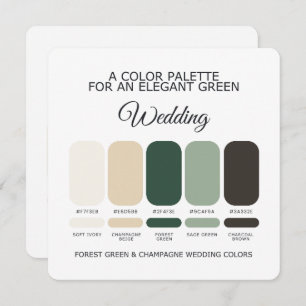 Forest Green Champagne Wedding Color Palette Card