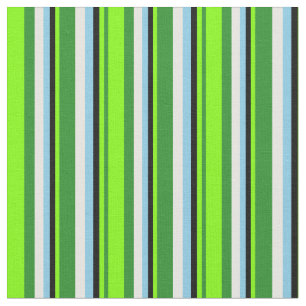 Forest Green, Chartreuse, Black, Sky Blue & White Fabric