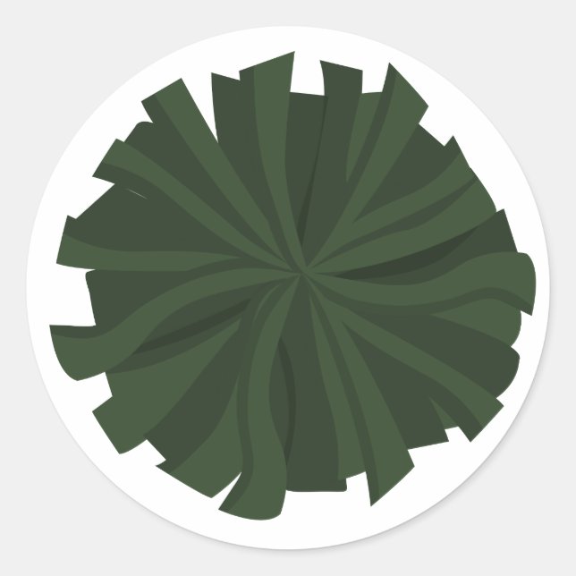 Forest Green Cheerleader Pom Pom Classic Round Sticker (Front)