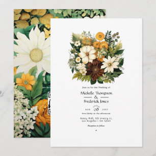 Forest Green, Chocolate Brown, Craft Brown Wedding Invitation