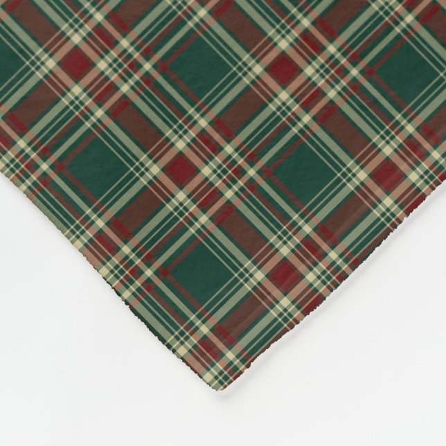 Forest Green Christmas Plaid Fleece Blanket (Corner)