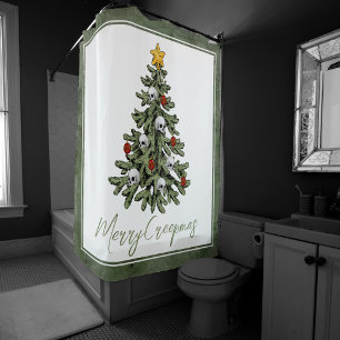 Forest Green Christmas Tree Modern Holiday Pattern Shower Curtain